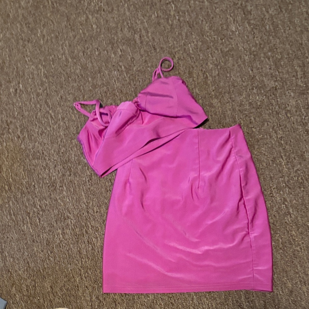 Superdown Vibrant Pink Skirt and Top Set